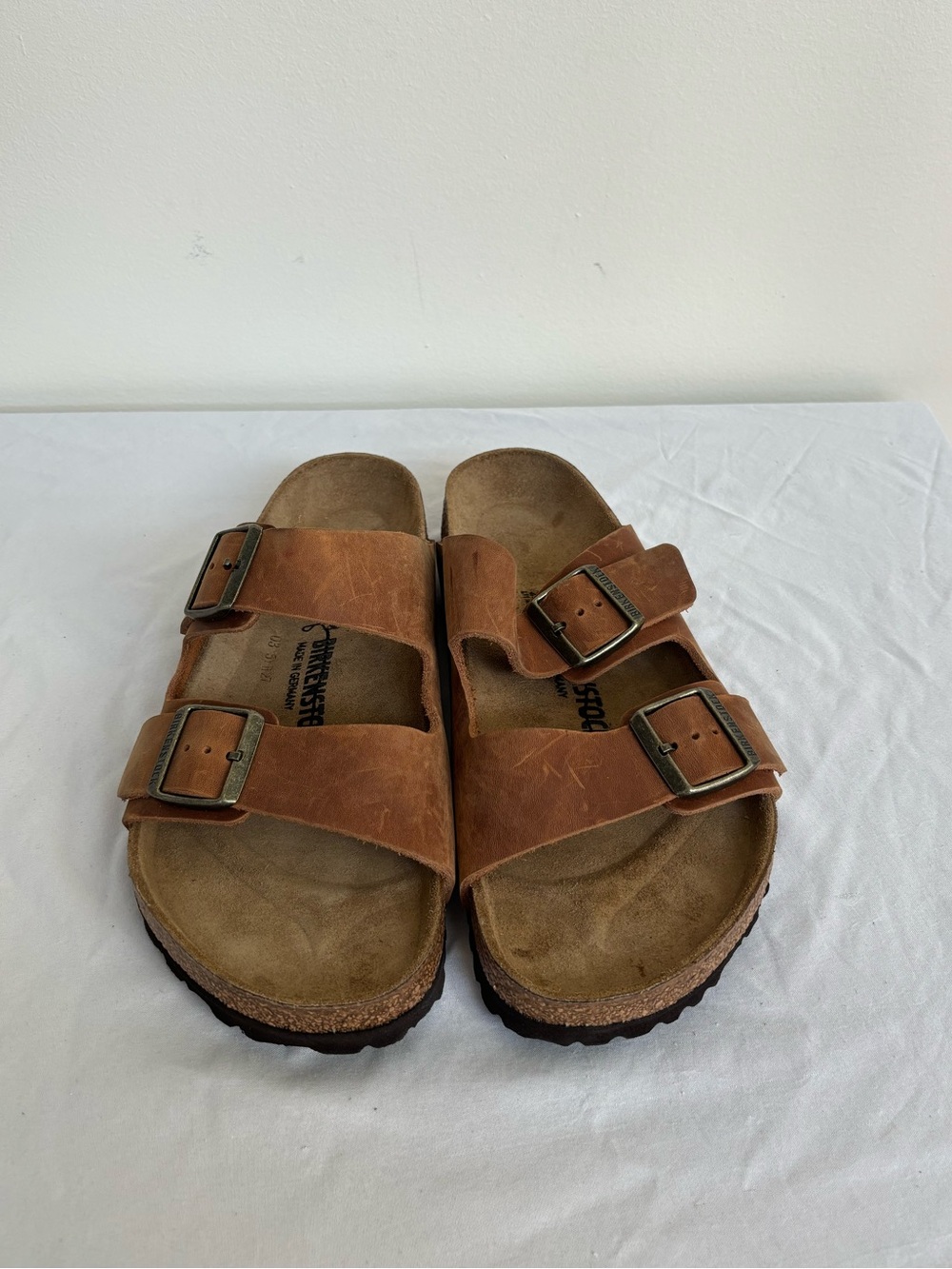 Birkenstock Arizona Oiled Leather Sandals Cognac Sz 11 Womens or 9 mens Eu42 New